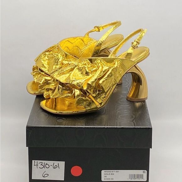 Dries Van Noten 95MM Metallic Leather Sandals size 36 - Picture 13 of 15